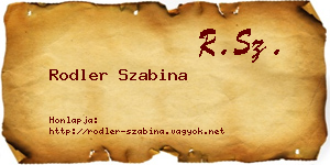 Rodler Szabina névjegykártya